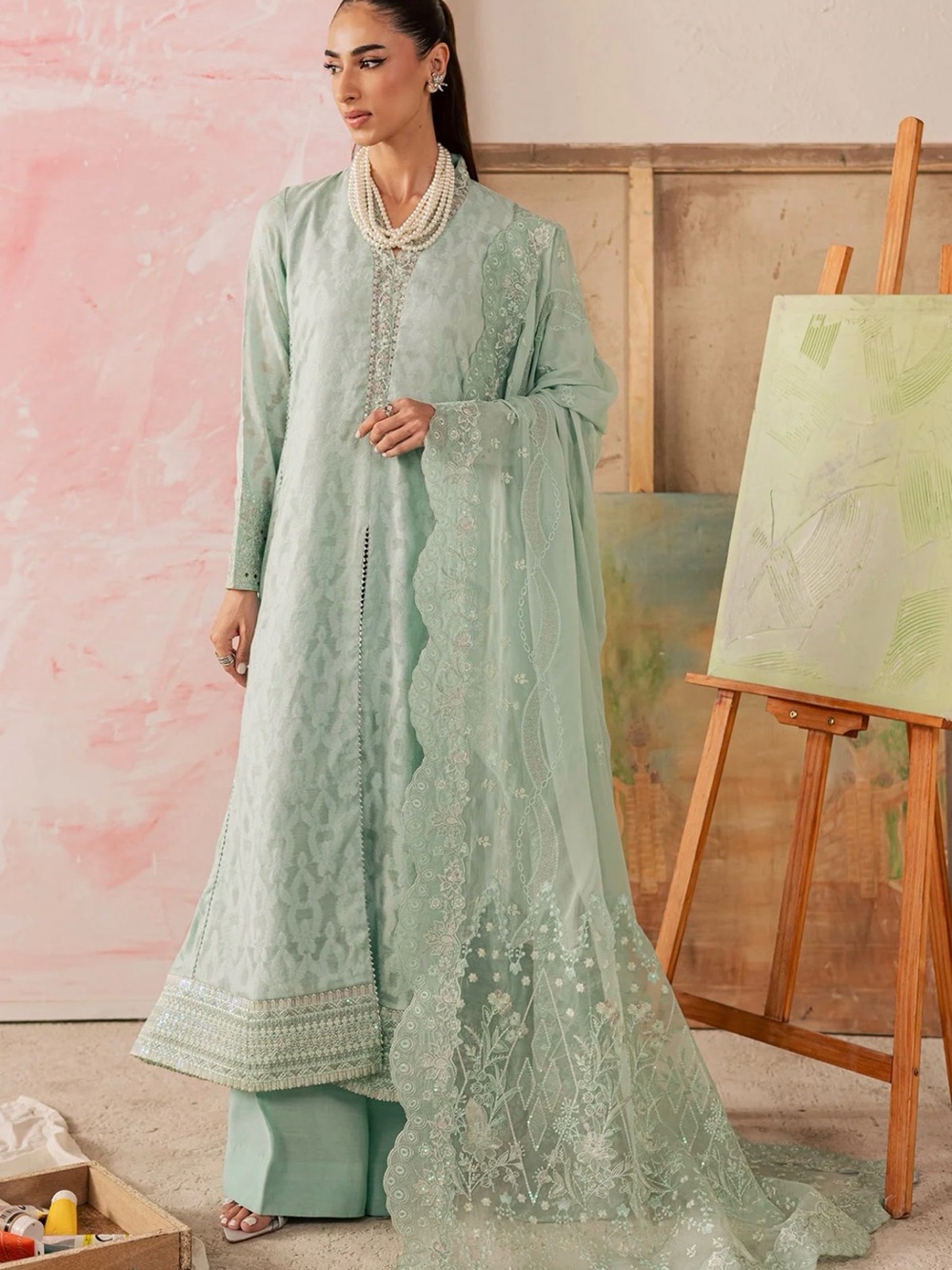 Mint Green Embroidered Traditional Salwar Kameez